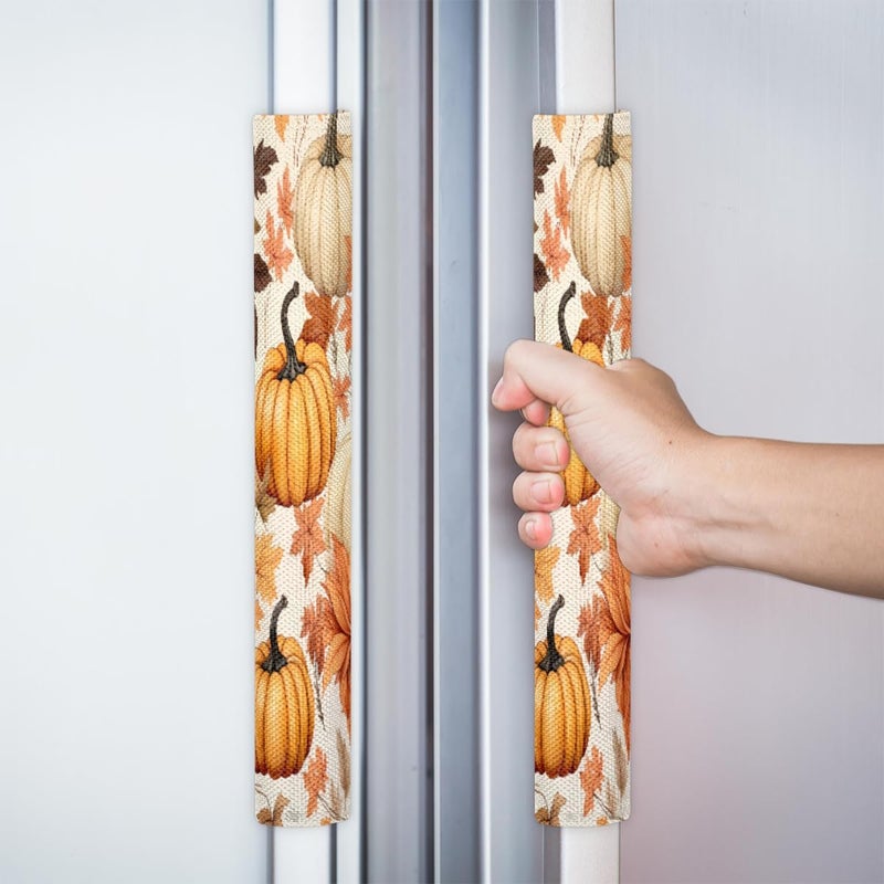 DXTKWL Fall Pumpkin Maple Leaves Refrigerator Door Handle Covers Set of 2 Kitchen Appliance Handle Covers Protector for Fridge Microwave Stove Oven Dishwasher - Image 5